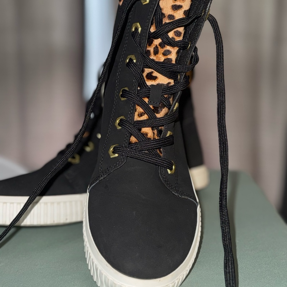 Timberland Black Sneakers with Animal Print Accents